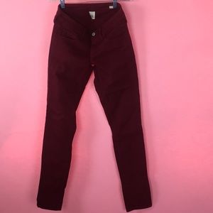 Maroon butt lifting jeans